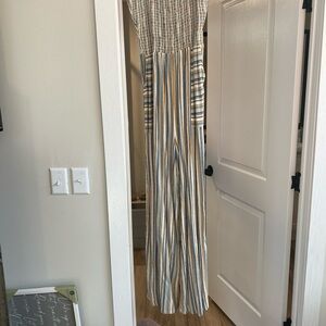 Striped Jumpsuit with Smocked Bodice